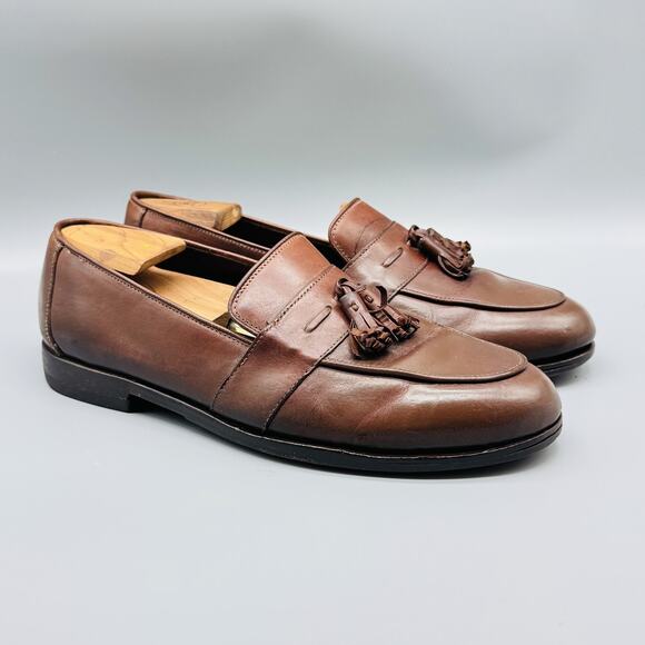 Bragano Shoes Mens 9 Brown Leather Tassel Loafers Slip On Dress Classic Italy main image 5